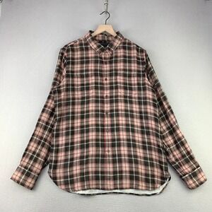 Obey Propaganda Plaid Button Down Shirt Mens XL Brown Flannel Casual Long Sleeve